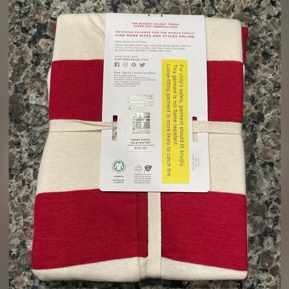 NWT - Burt’s Bees Baby - Family Jammies 2-Piece PJ Set - Size: 6-9 MOS - Picture 2 of 2